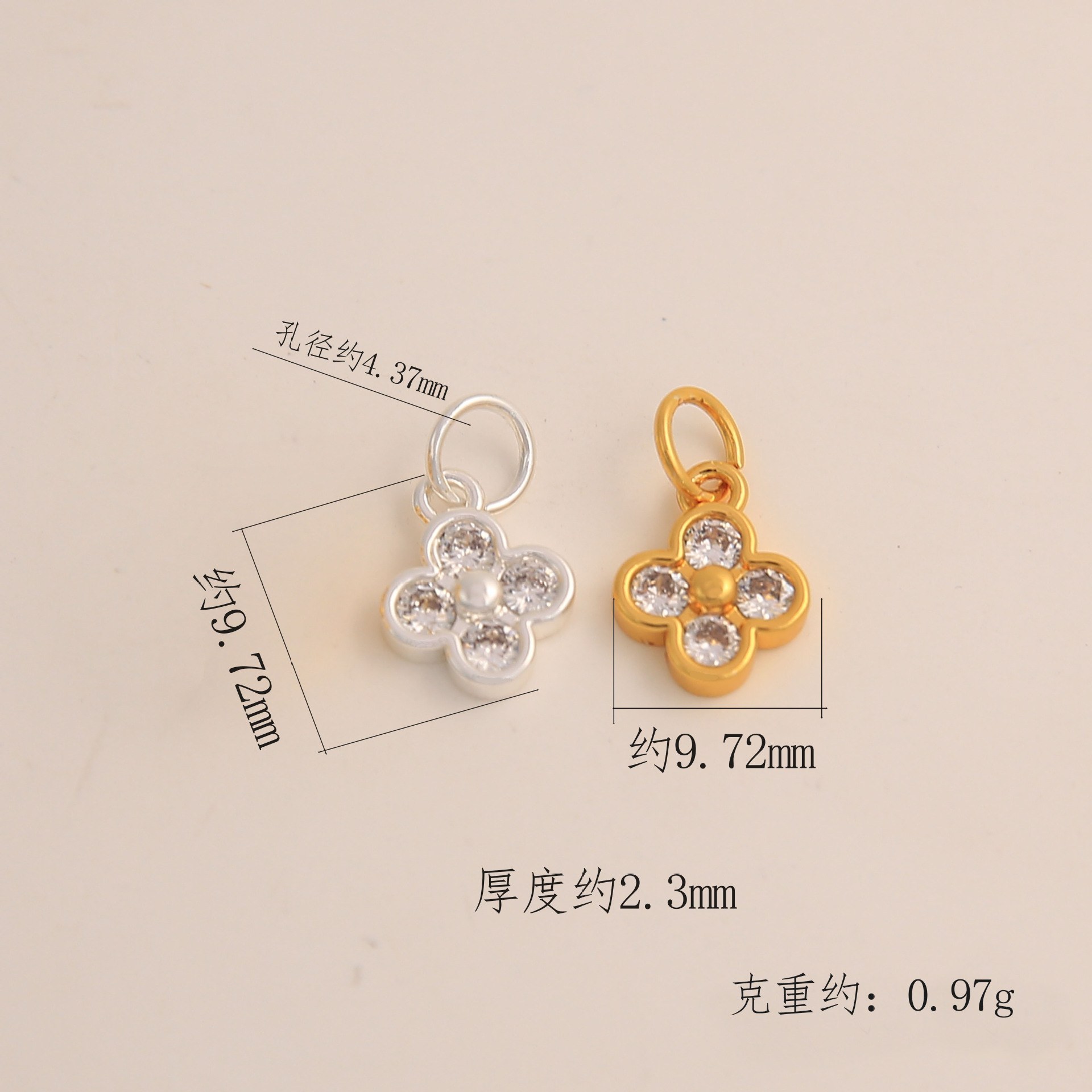 Thick silver electroplating color retention [hanging circle four-leaf clover pendant] bj530