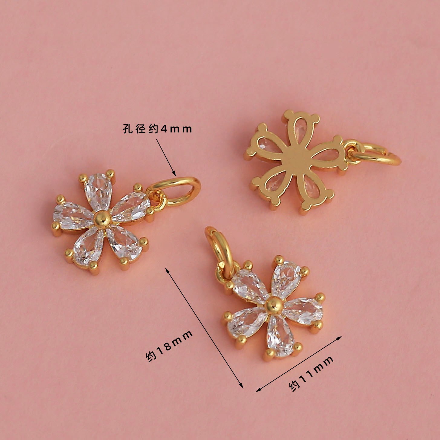 18k real gold electroplating color retention [hanging circle zircon peach blossom pendant] c005