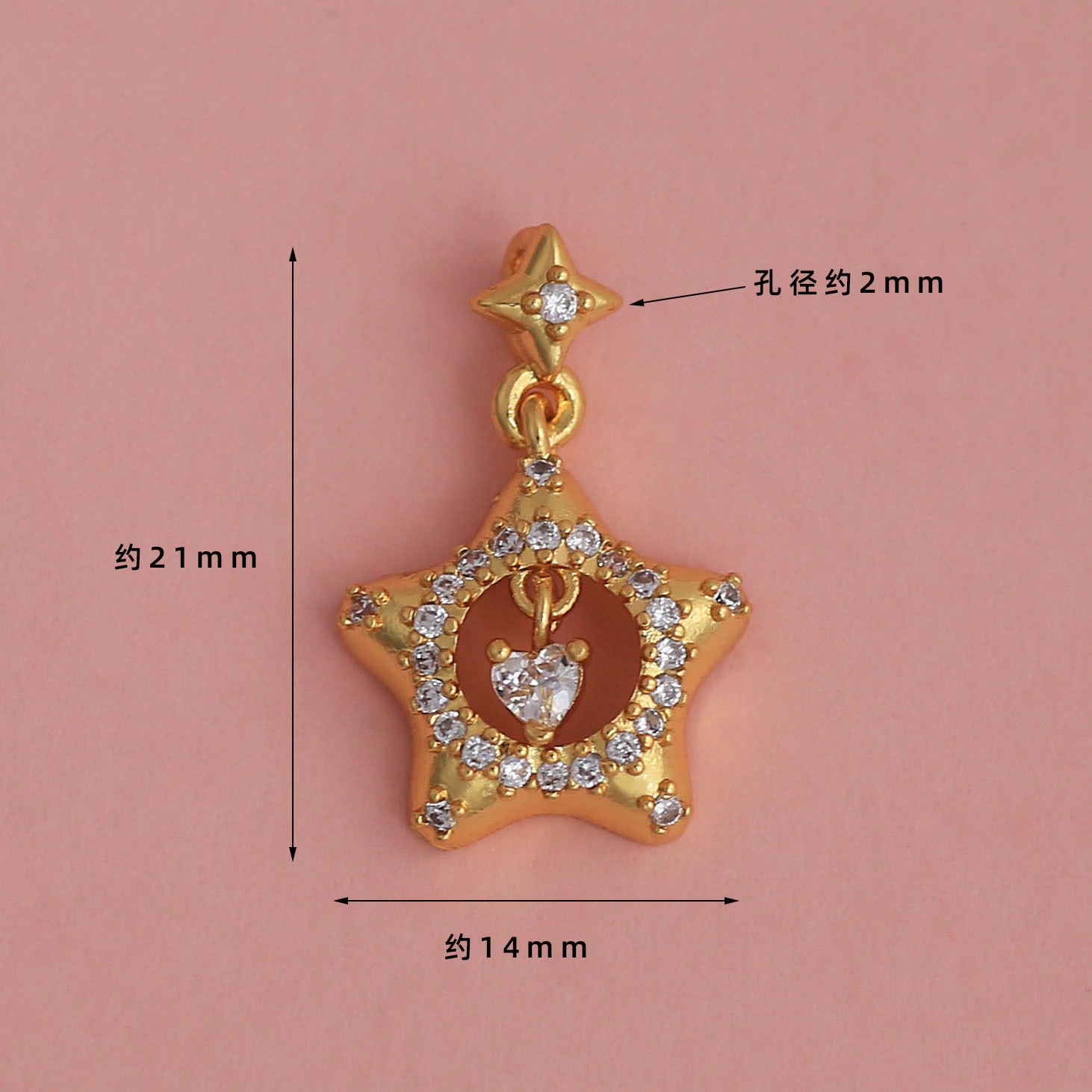18k real gold electroplating color retention [hanging circle zircon smart star pendant] c029
