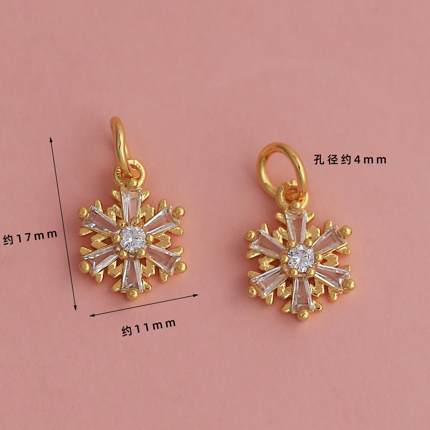 18k real gold electroplating color retention [hanging circle zircon snowflake pendant] ys236