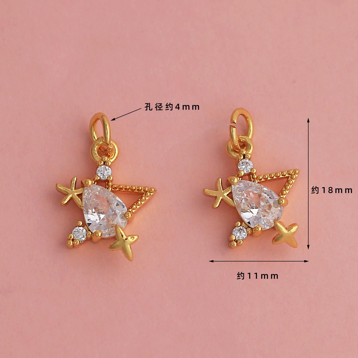 18k real gold electroplating color retention [hanging circle zircon water drop pendant] ys318
