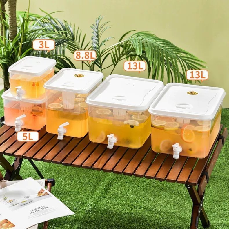 Refrigerator Large Capacity Cold Kettle High Temperature Juice Cold Drink Bucket with Strainer Fruit Tea Bucket with Tap Cold Kettle