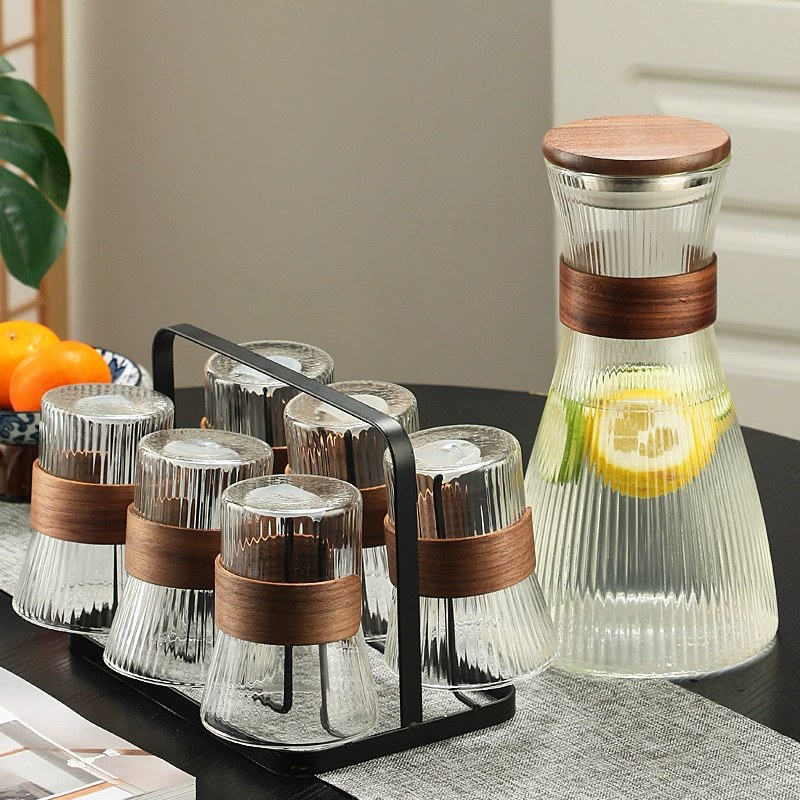New Chinese-style High Borosilicate Cold Water Kettle Household Heat-resistant Glass Water suit High-color Transparent Glass Explosion-proof Cold Water Kettle 