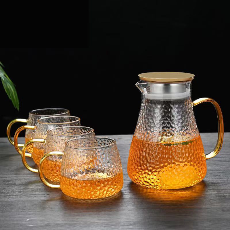 Cold Kettle Glass High Temperature Resistant Household Cold Kettle suit Large Capacity Tie Pot Tea Kettle Cold Water Cup Juice Kettle